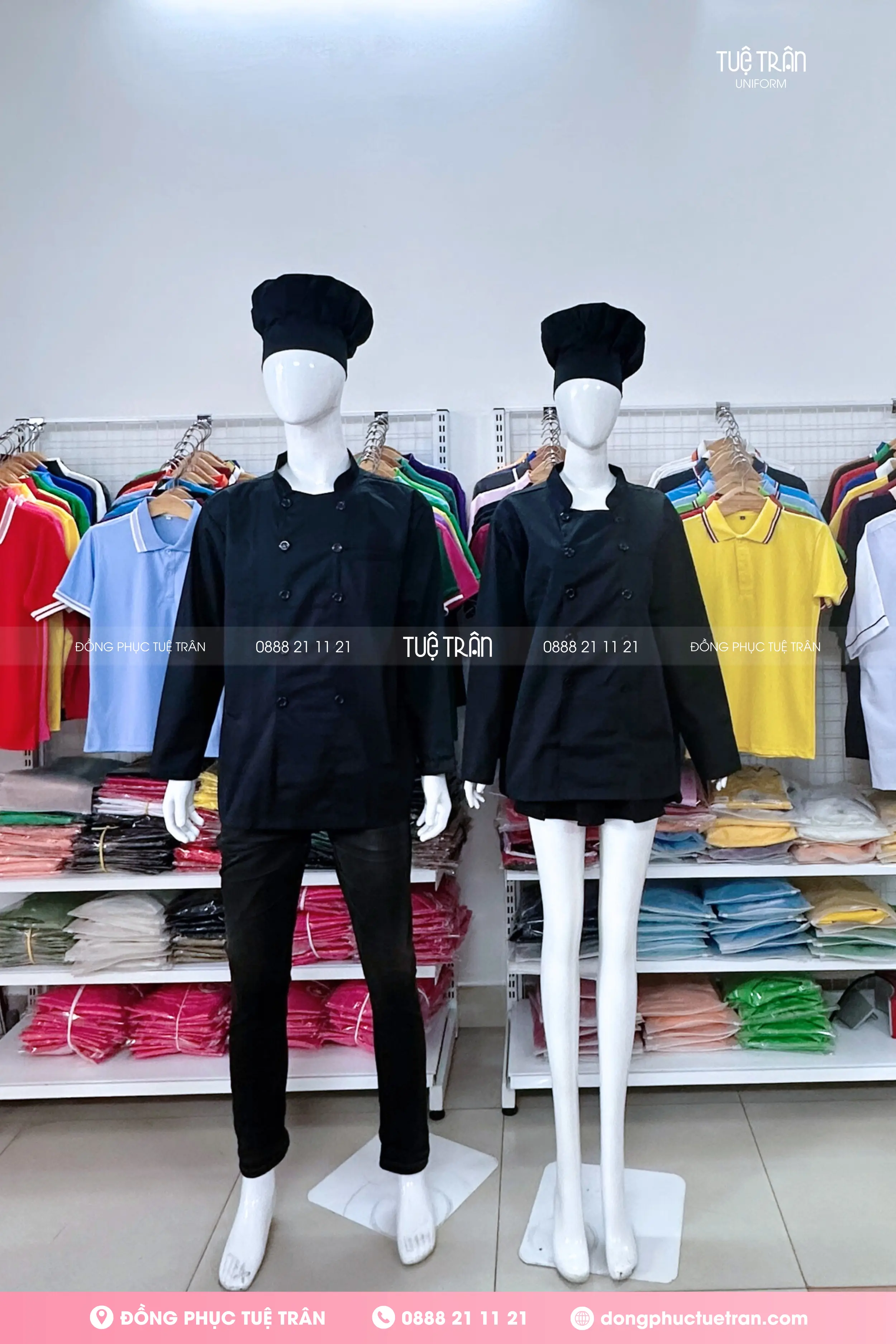 Áo bếp tay dài đen trơn