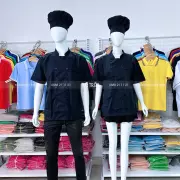 Áo bếp tay ngắn đen trơn