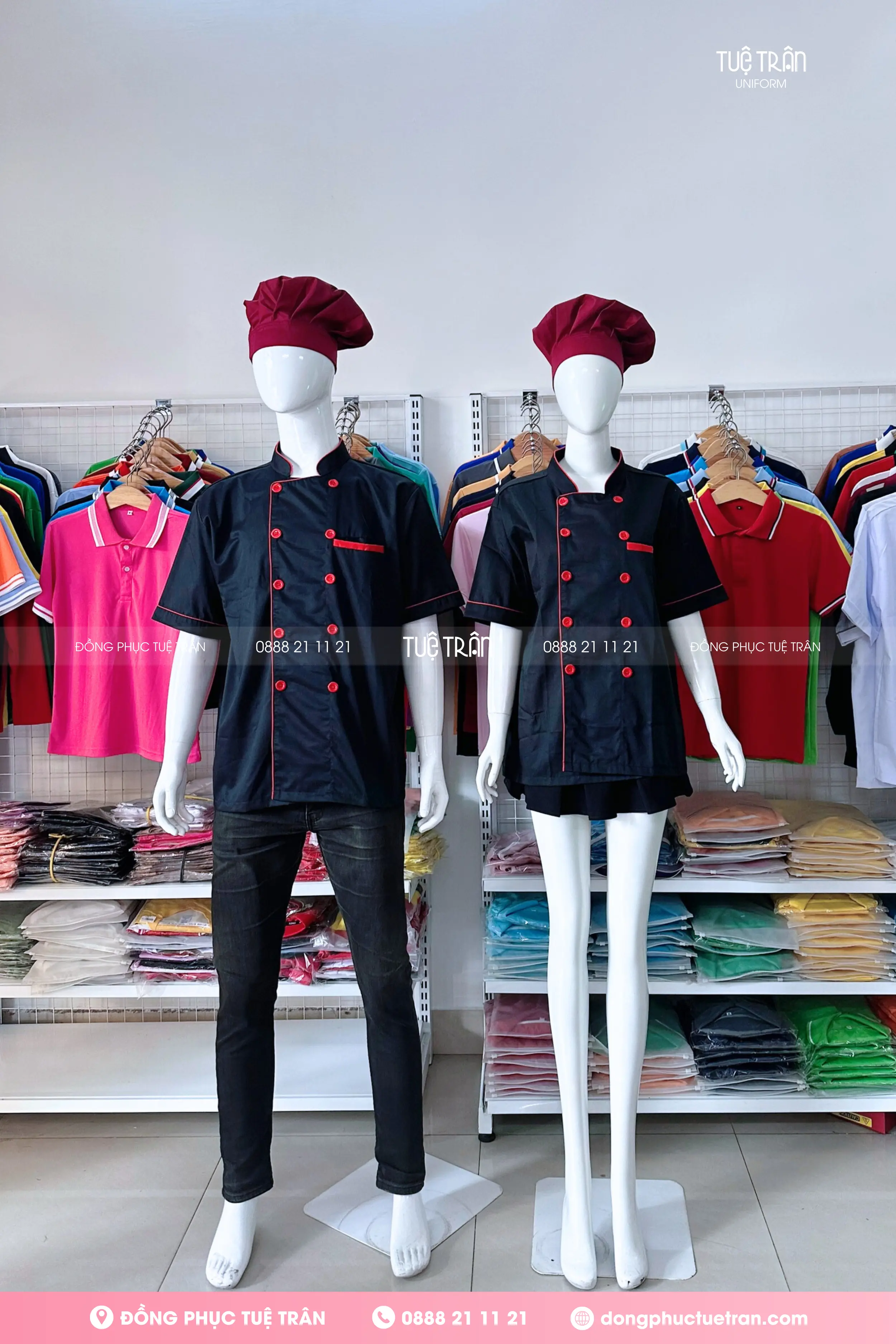 Áo bếp tay ngắn