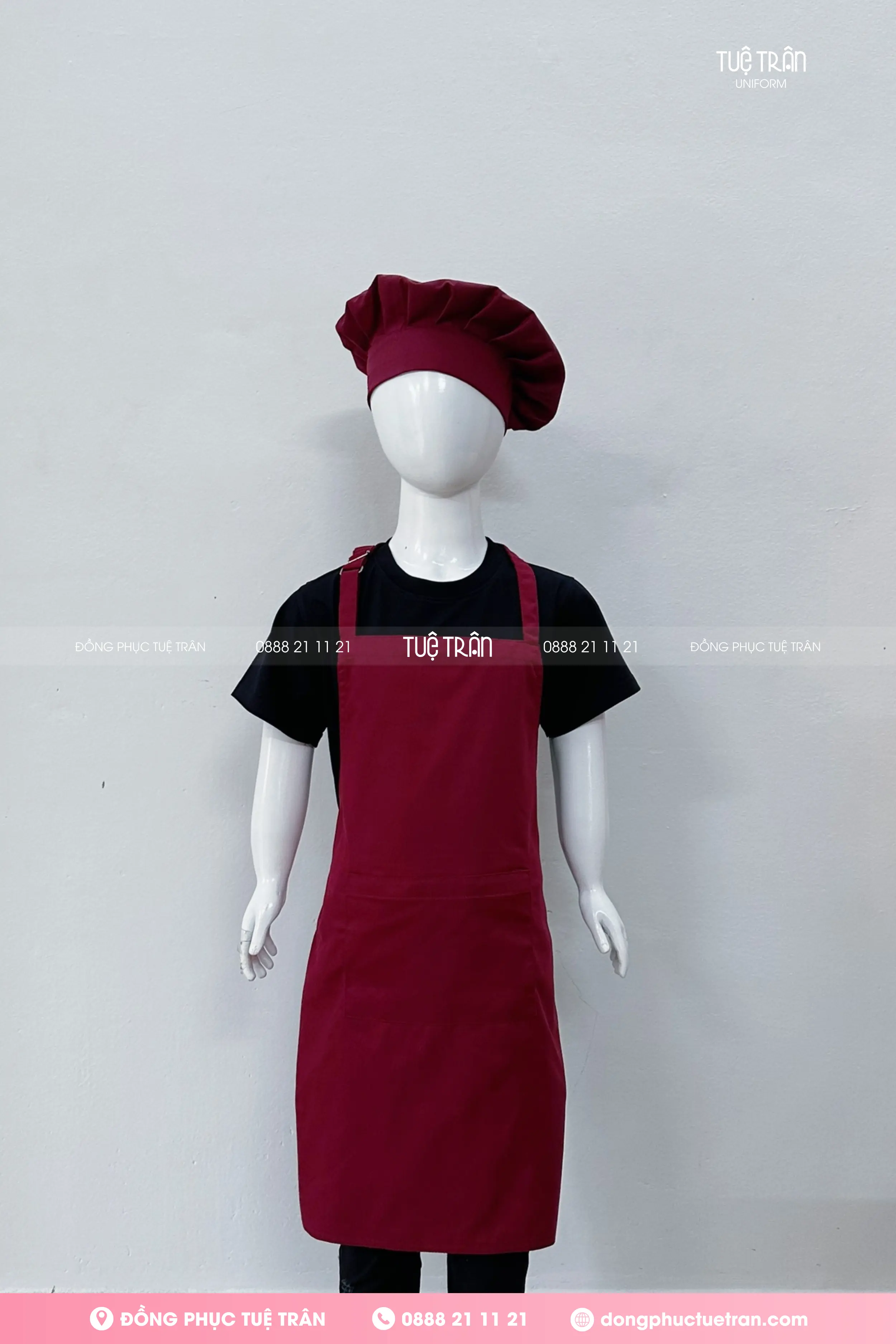 Nón bếp trẻ em màu đỏ đô