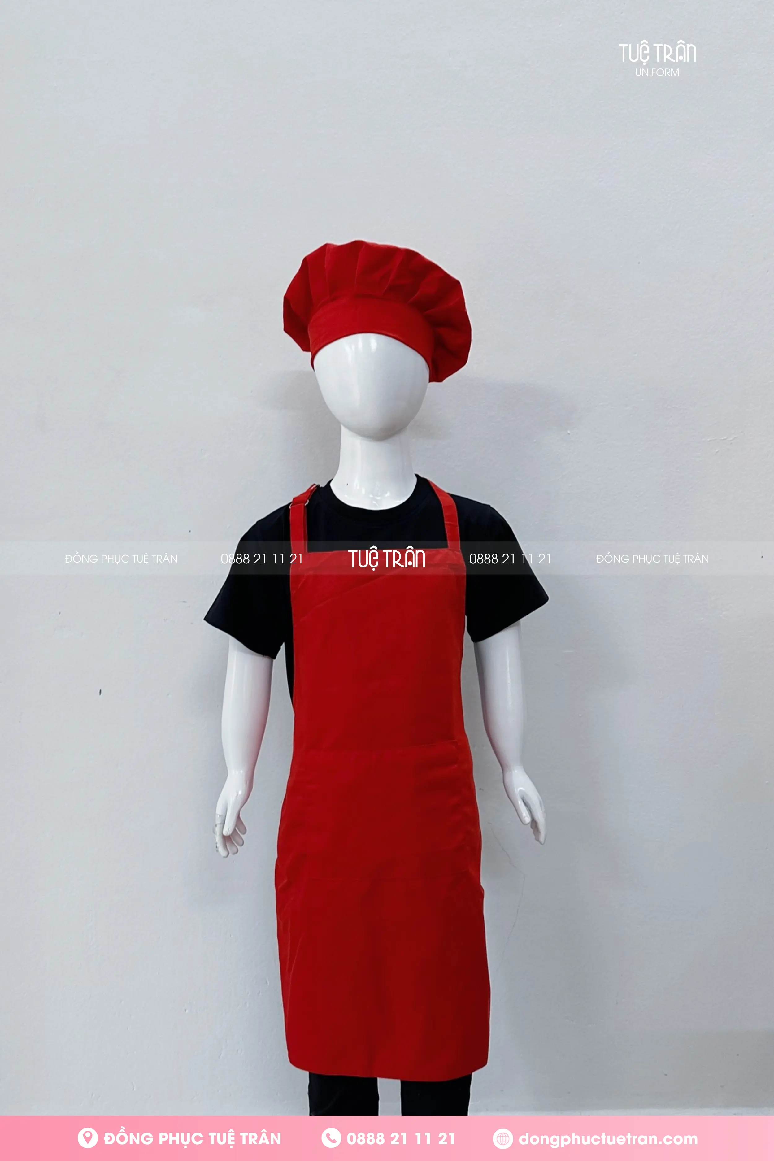 Nón bếp trẻ em màu đỏ tươi