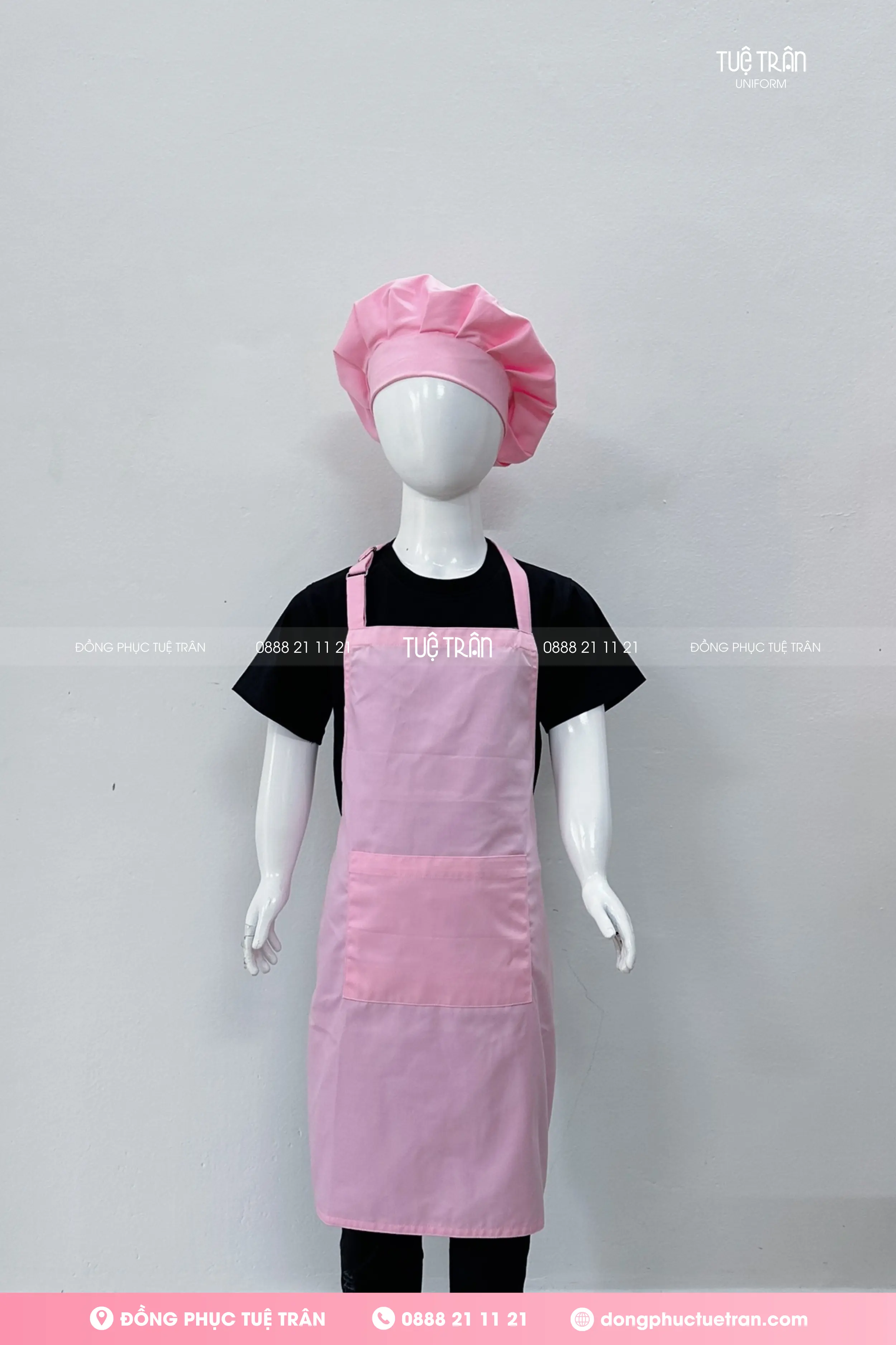 Nón bếp trẻ em màu hồng phấn