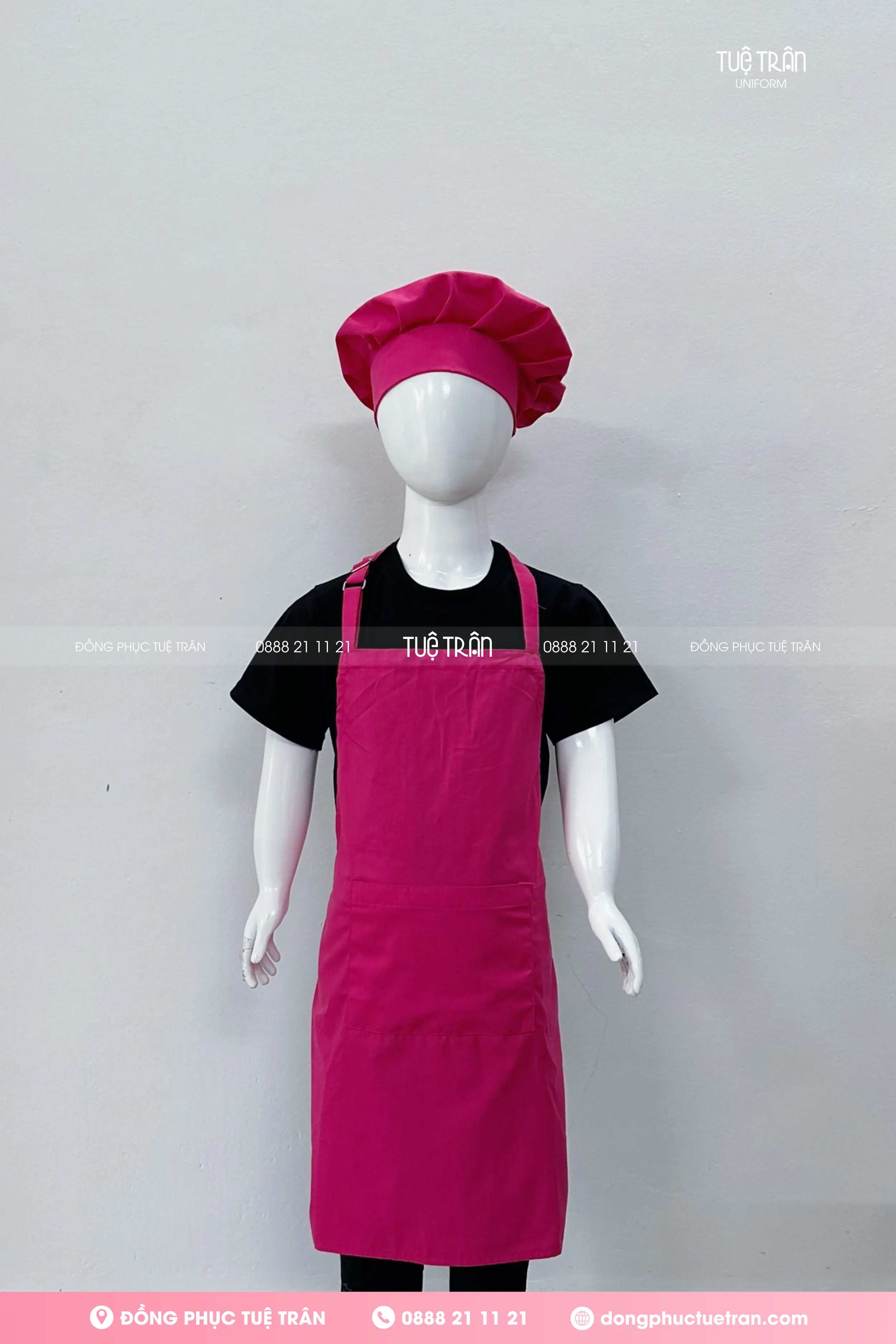 Nón bếp trẻ em màu hồng sen