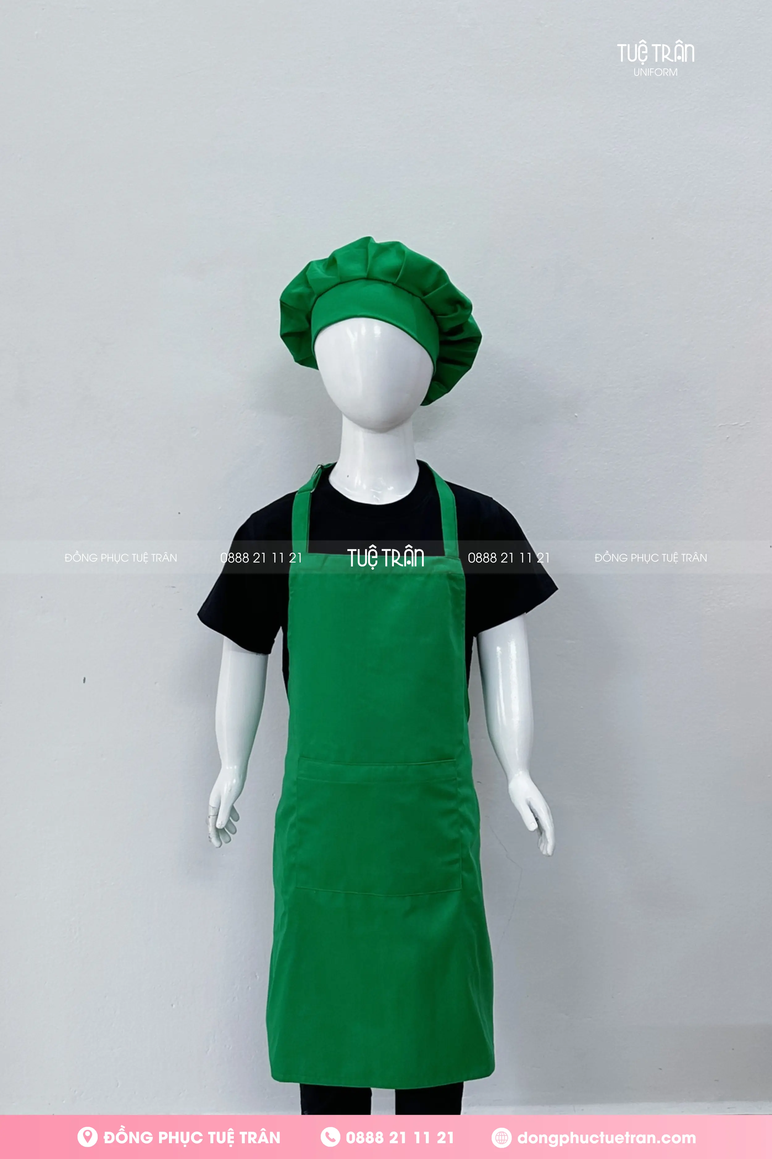 Nón bếp trẻ em màu xanh két